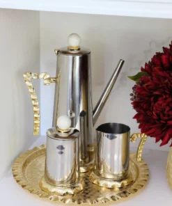 Inspire Me! Home Decor Gold Textured Ruffle Coffee/Tea Set Collection (4 Items Sold Individually)
