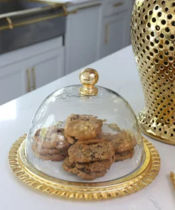 Inspire Me! Home Decor Gold Cake Dome With Ripple Edge (2 Colors)