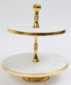 Inspire Me! Home Decor Marble Two Tier Cake Stand With Gold Detail