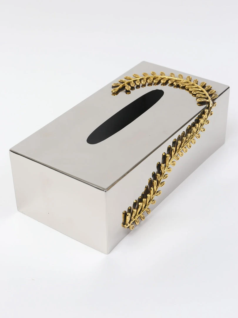 Inspire Me! Home Decor Gold & Silver Tissue Box Cover With Gold Leaf Design