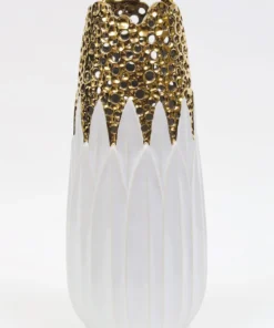 Inspire Me! Home Decor White And Gold Porcelain Vase With Circle Cutout Design (2 Styles)