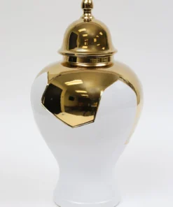 Inspire Me! Home Decor Gold Geometric White And Gold Ginger Jar (3 Sizes)