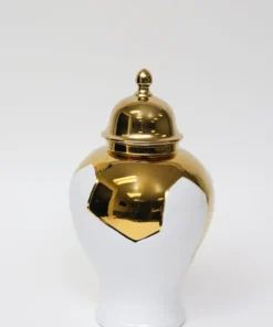 Inspire Me! Home Decor Gold Geometric White And Gold Ginger Jar (3 Sizes)