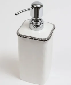 Inspire Me! Home Decor White & Silver Beaded Vanity Collection (3 Items) Each Sold Indiviually