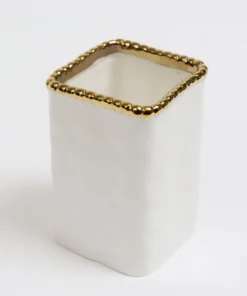 Inspire Me! Home Decor White & Gold Beaded Vanity Collection (3 Items) Each Sold Individually