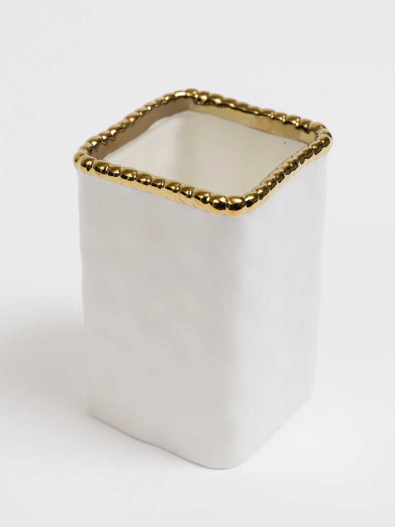 Inspire Me! Home Decor White & Gold Beaded Vanity Collection (3 Items) Each Sold Individually