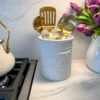 Inspire Me! Home Decor White Utensil Holder With Dotted Pattern KITCHEN