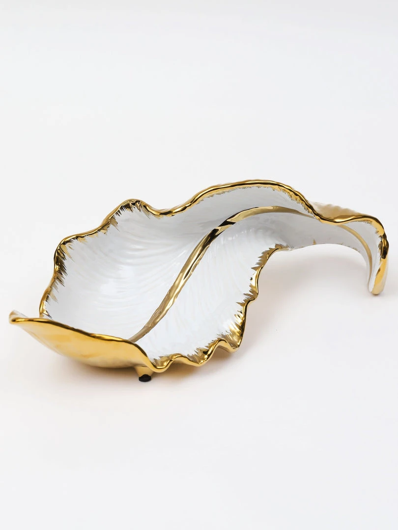 Inspire Me! Home Decor Gold And White Scalloped Tray