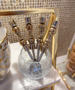 Inspire Me! Home Decor Set Of 4 Gold Detailed Tea Spoons (2 Colors)