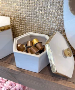 Inspire Me! Home Decor White And Gold Ceramic Jars With Lids (3 Sizes)