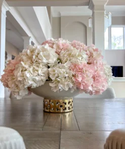 Inspire Me! Home Decor Extra Large White Ceramic Bowl With Gold Cutout Detail