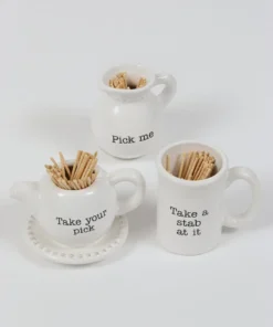 Inspire Me! Home Decor KITCHEN White Ceramic Toothpick Holder (3 Shapes)