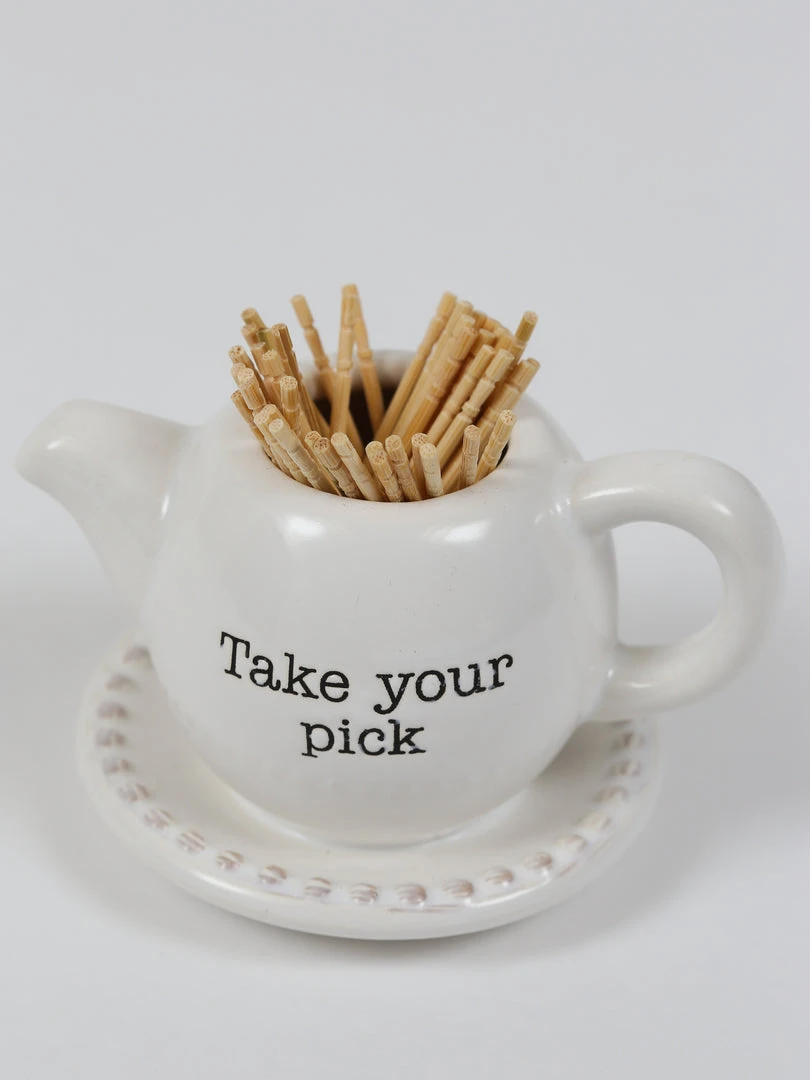 Inspire Me! Home Decor KITCHEN White Ceramic Toothpick Holder (3 Shapes)