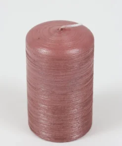 Inspire Me! Home Decor Pink Brushed Metallic Pillar Candle