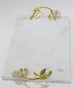Inspire Me! Home Decor Marble Tray With Gold Agate Handles