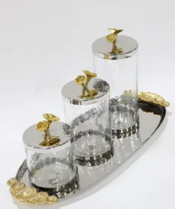 Inspire Me! Home Decor Silver And Gold Flower Top Canister (3 Sizes)