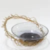 Inspire Me! Home Decor Shallow Glass Bowl With Gold Metal Swirl