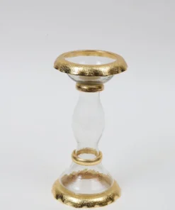 Inspire Me! Home Decor Glass Candle Holders With Gold Ruffle Detail (2 Sizes)