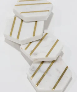 Inspire Me! Home Decor Marble Hexagon Coasters With Gold Inlay (Set Of 4)