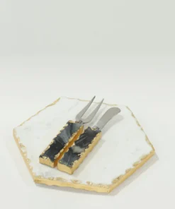 Inspire Me! Home Decor Marble Hexagon Trivet W/ Gold Edge