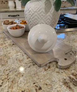 Inspire Me! Home Decor White Geometric Ceramic Ginger Jar