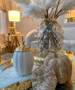 Inspire Me! Home Decor White Pumpkin Candle With Gold Top (2 Sizes)