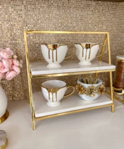 Inspire Me! Home Decor White Ceramic Mug With Gold Drip Design