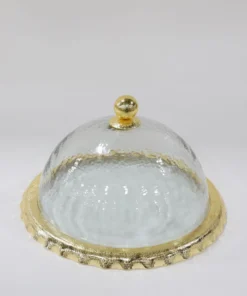 Inspire Me! Home Decor Gold Bordered Glass Cake Dome