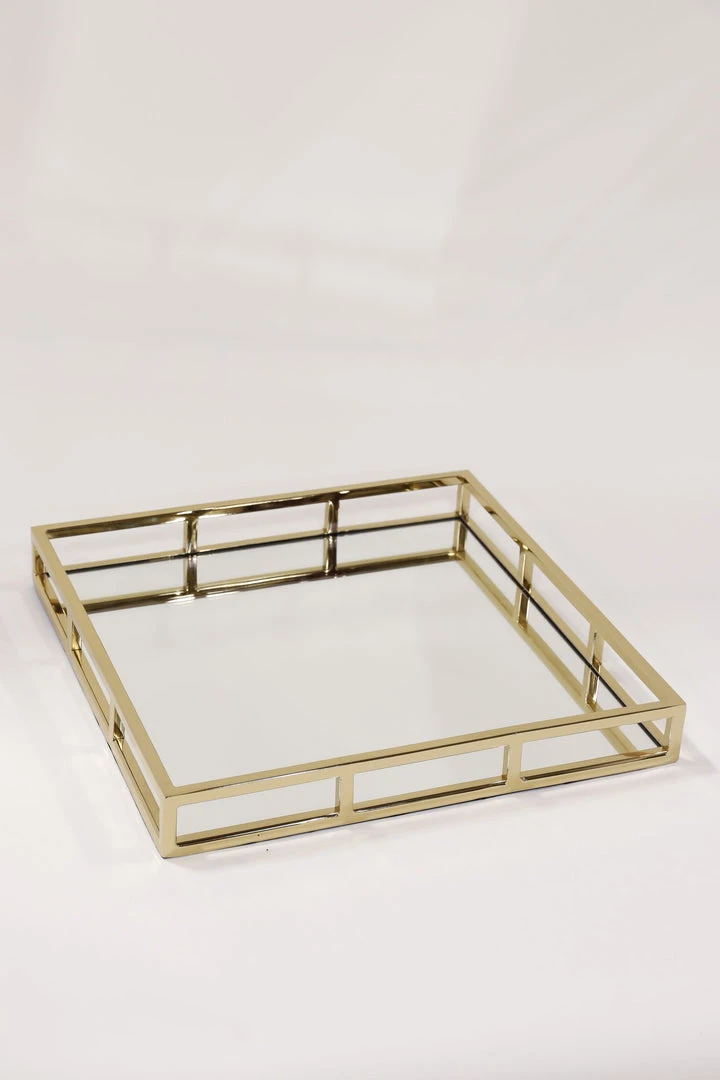 Inspire Me! Home Decor Large Gold Square Mirror Glass Tray