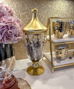 Inspire Me! Home Decor Gold Clear Glass Apothecary Jar W/ Lid (2 Colors)