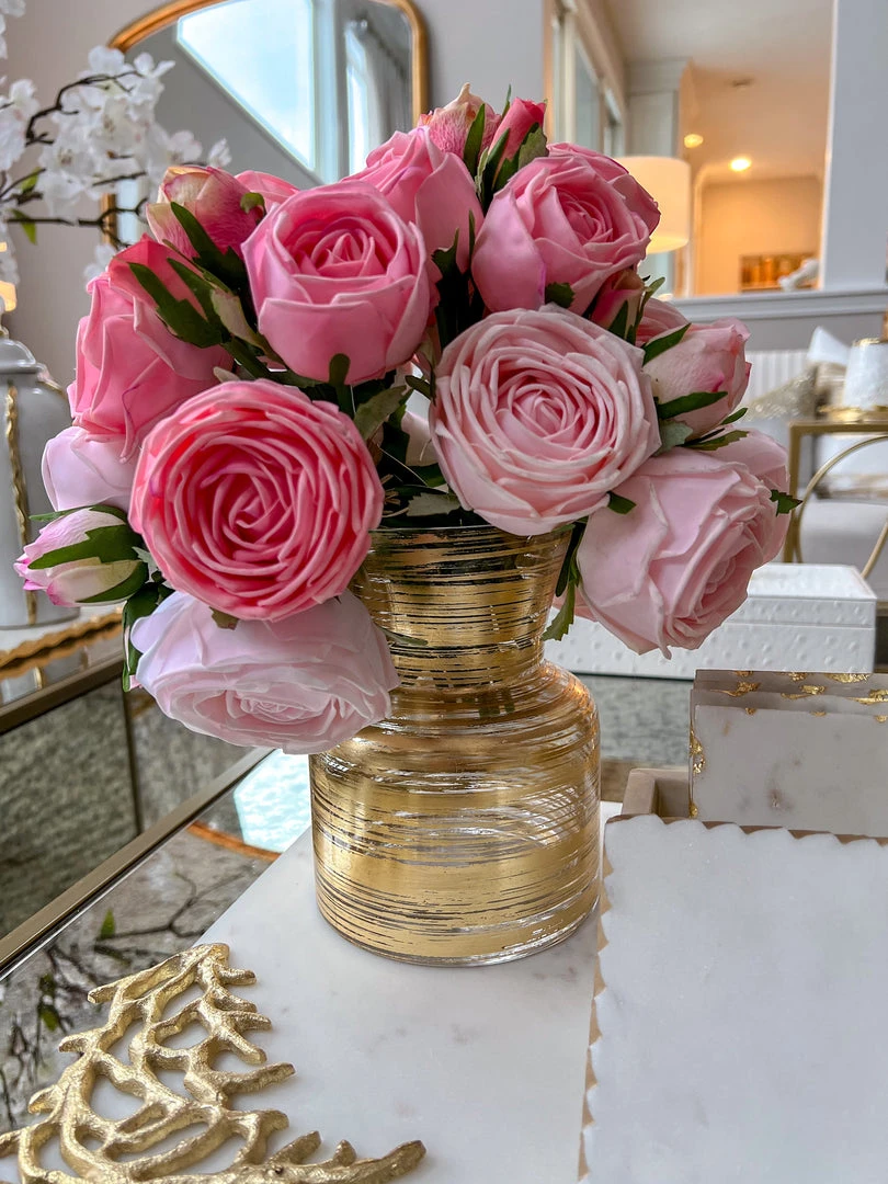 Inspire Me! Home Decor Floral Stems Real Touch Rose Bundle (2 Colors)