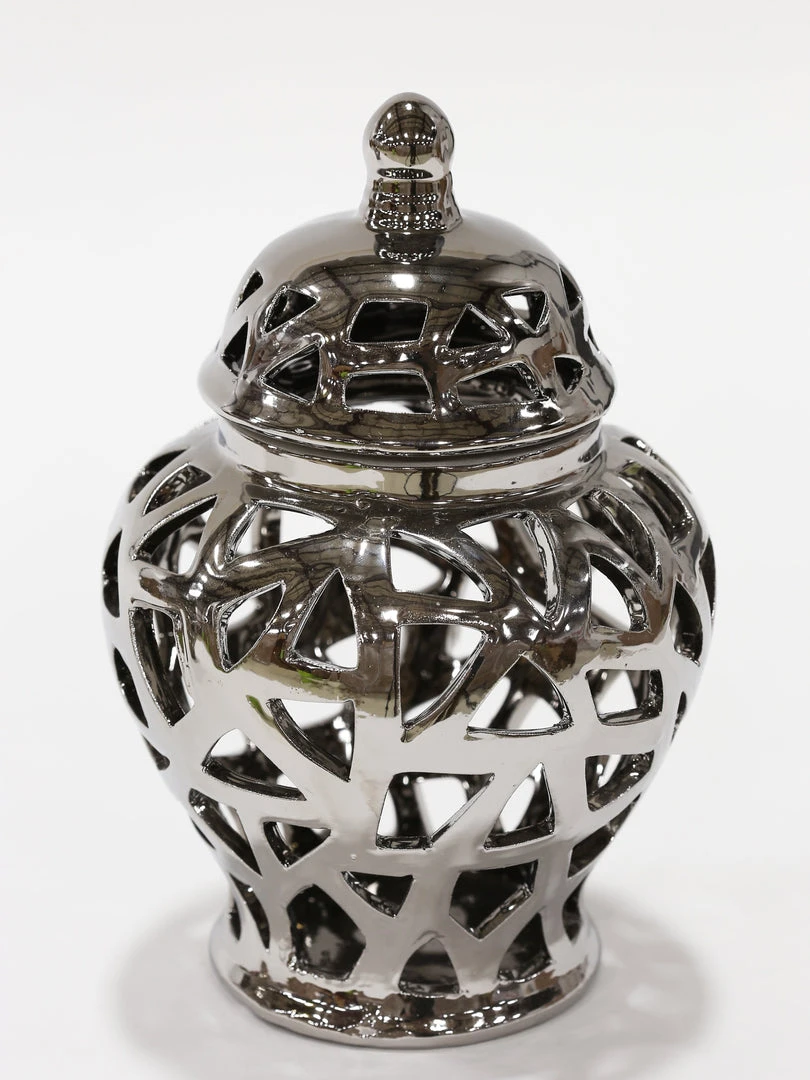 Inspire Me! Home Decor Silver Extra Mini Cut-Out Ginger Jar