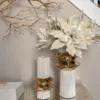 Inspire Me! Home Decor White Linear Vase With Gold Center Rim Detail (2 Sizes)