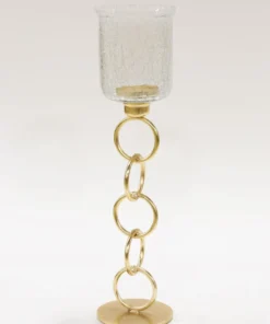 Inspire Me! Home Decor Crackled Glass Link Standing Candle Holder (2 Sizes)