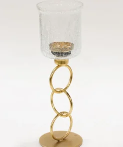 Inspire Me! Home Decor Crackled Glass Link Standing Candle Holder (2 Sizes)
