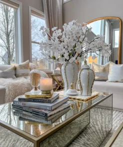 Inspire Me! Home Decor White Ginger Jar With Gold Details (3 Sizes)