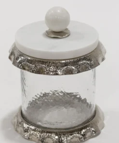 Inspire Me! Home Decor Marble & Silver Hammered Canisters