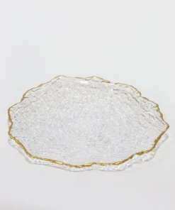 Inspire Me! Home Decor Glass Textured Dinner Plate With Gold Trim