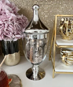 Inspire Me! Home Decor Gold Clear Glass Apothecary Jar W/ Lid (2 Colors)