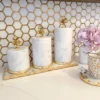 Inspire Me! Home Decor Marble Canisters With Floral Design Lid (2 Colors, 3 Sizes) Gold