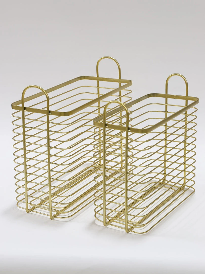 Inspire Me! Home Decor Tall Gold Metal Baskets (Set Of 2)