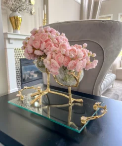 Inspire Me! Home Decor Gold Branch Centerpiece With 2 Glass Crackled Bowls