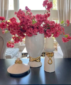 Inspire Me! Home Decor White Ceramic Jar With Elegant Gold Details (2 Sizes)