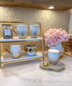 Inspire Me! Home Decor Gold & White Ceramic Mug With Lid