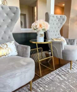 Inspire Me! Home Decor Gold Metal Mirrored Side Table With Rack