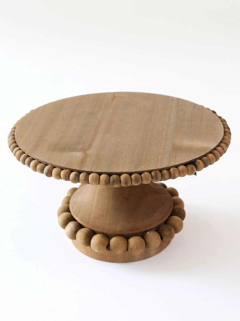 Inspire Me! Home Decor Round Beaded Wood Cake Stand (2 Sizes)