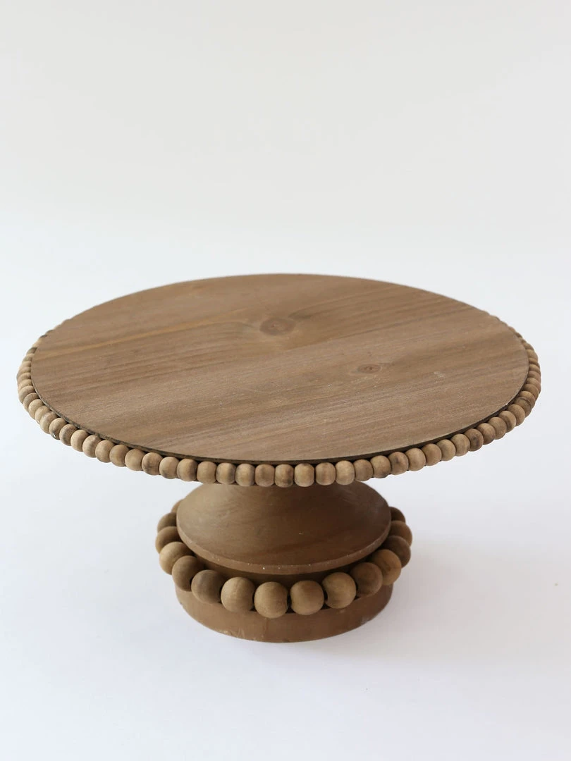 Inspire Me! Home Decor Round Beaded Wood Cake Stand (2 Sizes)