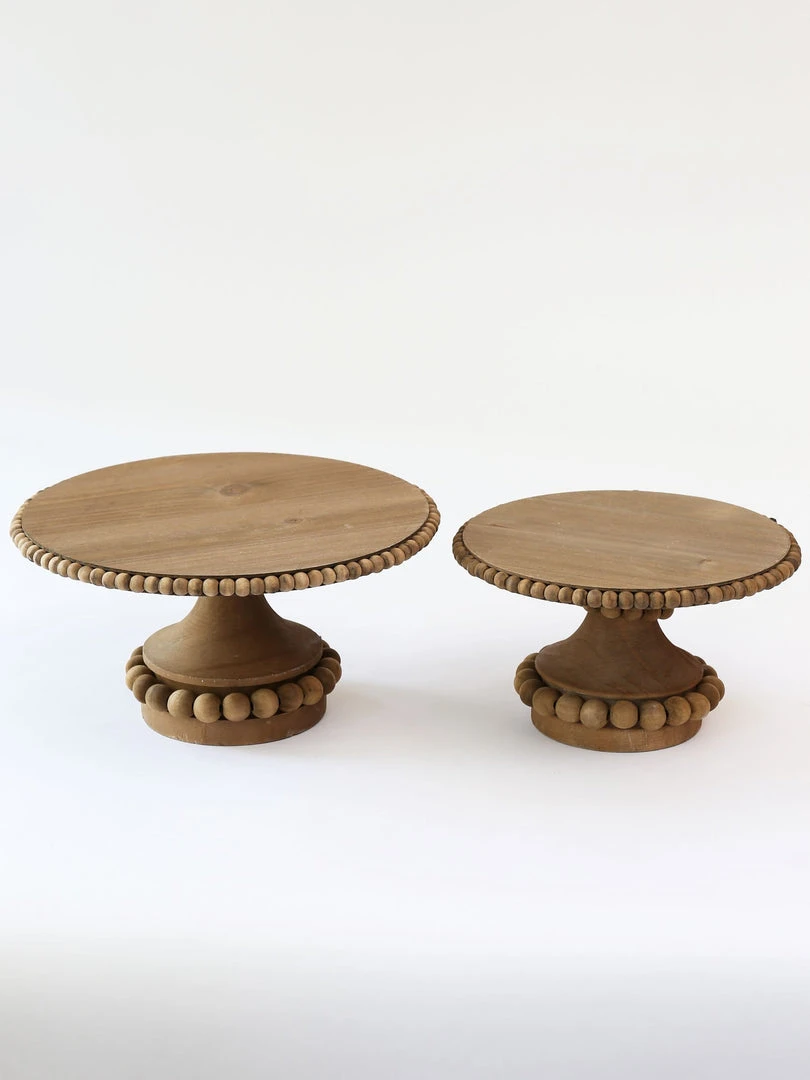 Inspire Me! Home Decor Round Beaded Wood Cake Stand (2 Sizes)