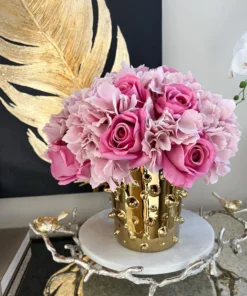 Inspire Me! Home Decor Round Marble Tray With Gold Branch & Bird Details