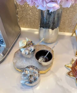 Inspire Me! Home Decor Apple Shaped Sugar Jar With Branch Handled Leaf Spoon (2 Colors)